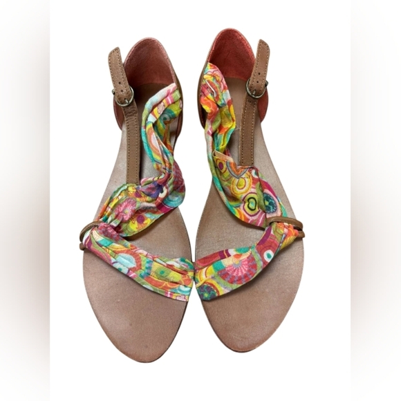 Desigual NWT Sussy Sandals Slip On Multi Colour Leather Fabric Size 40/9 - Picture 1 of 9